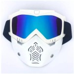 Masca protectie fata din plastic dur + ochelari ski, lentila multicolora, model MDA03